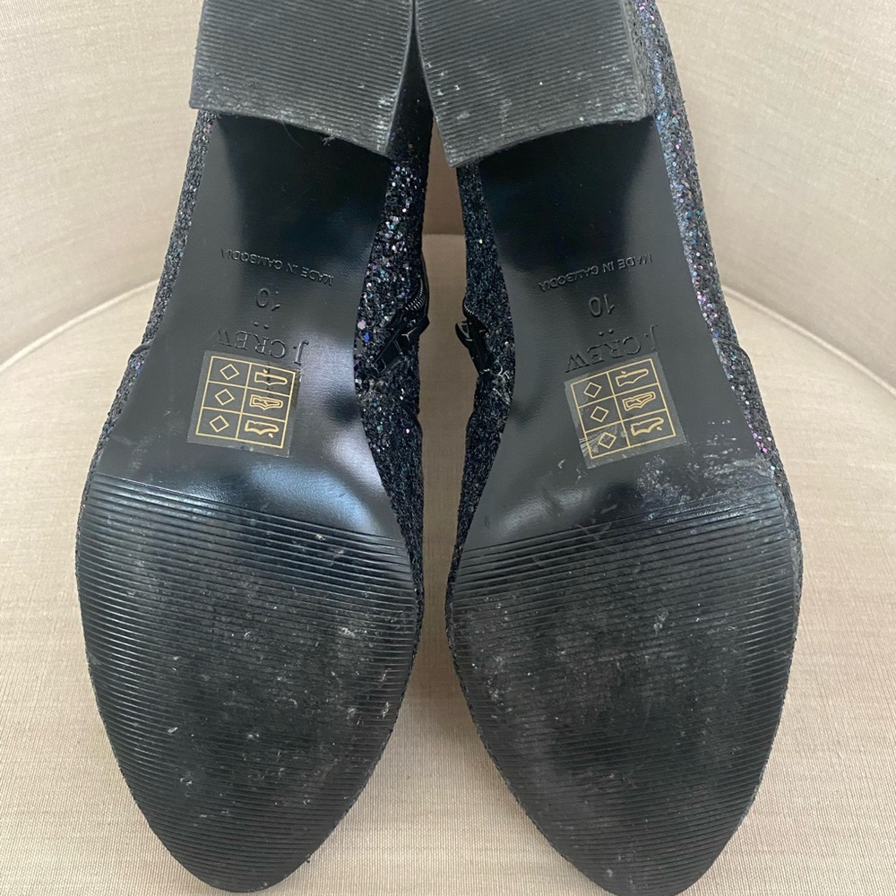 J Crew Black Glitter Ankle Boots Size 10 - Picture 5 of 6